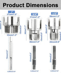 All In One Pipe Threader Kit For One Half, Three Quarter And One Inch PVC Pipes With Internal And External Dies shown in dimensions chart