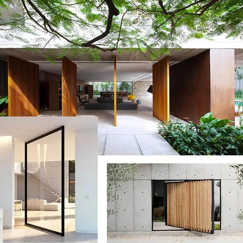 360 Degree Door Pivot Hinge Set installed on modern residential and commercial doors showcasing sleek architecture and hidden support