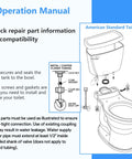 Operation manual for Tank To Bowl Gasket Kit For Champion 4 Toilet Repair Heavy Duty Seal To Stop Leaks Easy Install Replacement For AS738756-0070A Toilet Tank Gasket Ring For Worn Cracked Or Aging Couplings, American Standard toilet diagram