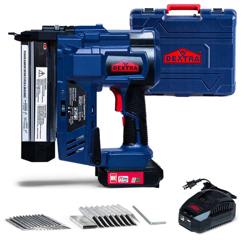Cordless 20V 18GA Nail Gun And Stapler 2 In 1 With Brushless Motor, battery, charger, case, nails, and staples included