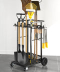Heavy Duty 3 Tier Garden Tool Organizer With Large Wheels Yard Tower Rack For Garage Holds Up To 35 Long Handled Tools And 12 Hooks