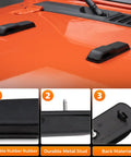 Hood Stop Bumpers and Windshield Rest Kit showing rubber material, metal stud, back fitting details on car hood.
