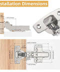 Tough As Nails Soft Close Cabinet Hinges For Frameless Half Overlay Doors showing installation dimensions and features.