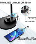 Led Desk Lamp With USB Charger And Three Color Temperature Twenty Brightness Levels Eye Caring Metal Desk Light For Office And Bedroom Ten Watt One Thousand Lumens Adapter Included