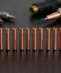 10pcs Brass TIG Welding Collet Electrode Holder For WP9 20 25 Torch With 3-32 And 1-8 In Gas Lens Consumable Copper Alloy Kit showing collets.