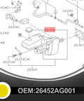 Schematic of Brake Fluid Reservoir Cap For Subaru Crosstrek Forester Impreza WRX STI Legacy Outback Master Cylinder Cap Replacement