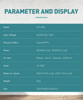 Parameter display of Commercial Grade 400 Watt Industrial Smoke Purifier And Fume Extractor Unit with specifications.