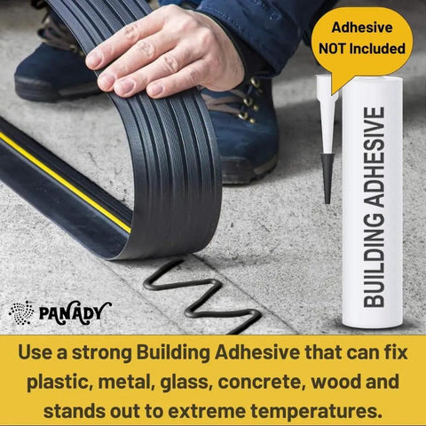 Flexible strip installation with building adhesive on concrete surface, adhesive not included