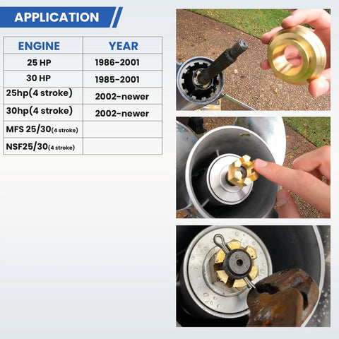 Outboard Propeller Installation Hardware Kit For Tohatsu 25 To 30 HP Boats Includes Thrust Washer Washers Nut And Cotter Pin