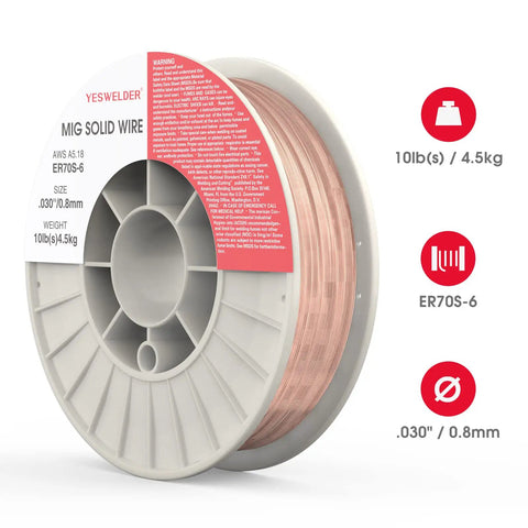 ER70S-6 MIG Welding Wire.030 In 10 Lb Solid Carbon Steel On A Durable ABS Plastic Spool, high feedability for professional welds