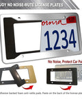 Heavy Duty Stainless Steel License Plate Frames With Mirror Polished Silver Finish Car Tag Covers Front And Rear 4 Hole 2 Pack Chrome Screw Caps Rattle Proof Pads And Tire Valve Caps with anti-rattle pads