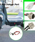 24V Electric Motor Replacement For E300 E300S E325 Scooters And MX350 MX400 Dirt Rocket Bikes showing 3-pin charger port