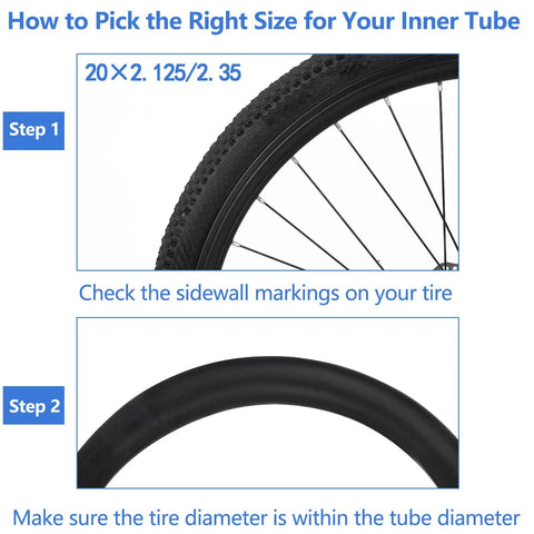 Guide to choosing 24 Inch Bike Inner Tube Fits 24x2.10 To 2.40, Schrader Valve 35mm, Pack Of 2, with sidewall marking tips