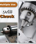 Heavy Duty JT3 Drill Chuck With MT2 Arbor Fit For Mini Metal Lathe Tailstock And CNC Mill, showing chuck close-up and jaw detail.