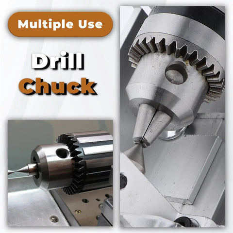 Heavy Duty JT3 Drill Chuck With MT2 Arbor Fit For Mini Metal Lathe Tailstock And CNC Mill, showing chuck close-up and jaw detail.