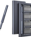 Top Notch 25 In 1 Precision Screwdriver Set With Magnetic Bits For Glasses Phones Smart Watches And Laptops Heavy Duty Steel Mini Repair Kit shown in compact case.