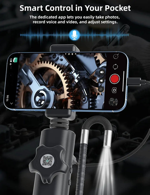 Dope Endoscope Camera With Light 360 Degree Rotation 1920P HD Articulating Borescope in phone mount