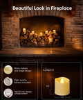 24 Pack Flameless Votive Candles Tealights Warm White Ivory Base Christmas Decor in a cozy fireplace setting