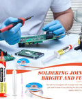 Technician using 6 Pcs 10Ml No Clean Solder Flux Paste And Wick Kit With Plunger And Dispensing Tips on circuit board