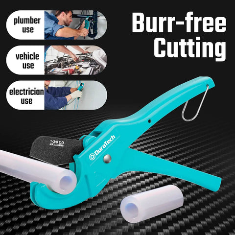 PEX Pipe Cutter For 1/8 To 1 Inch PEX And Rubber Hoses, Tubing Cutter With PTFE Coated Sharp Blade, Heavy Duty Aluminum Handle