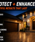 Pro Level Water Based Concrete Sealer With Semi Gloss Finish And Super Color Boost on a beautifully lit driveway.