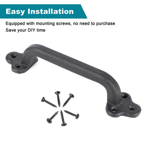 Heavy Duty 9 Inch Rustic Sliding Barn Door Handle, Built Tough Solid Cast Iron Barn Pull For DIY Doors, Gates, Sheds And Garages