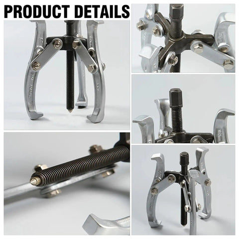 3 Jaw Gear Puller Tool Kit Built Tough, Heavy Duty Bearing And Pulley Puller Set With Reversible Jaws, close-up views