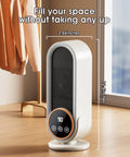Portable Indoor Space Heater With 1200W PTC Ceramic Rapid Heating, Adjustable Thermostat, displayed on wooden floor