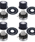 RV24YN20S Carbon Film Rotary Taper Potentiometer 100K 4 Pack with black A03 knobs and silver dials for inverter speed control.