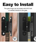 Joytrace 7in heavy-duty carbon steel gate hinges, 1100lb, ball bearing, 2-piece bolt-on/weld-on set for drive gates.