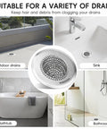 Easy Peasy Shower Drain Hair Catcher And Bathtub Drain Cover Featuring A Clever Chain Mesh Screen for various drain types.