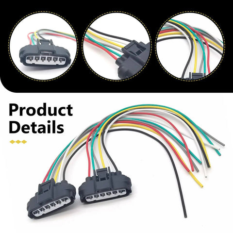 2 Pack 6 Pin Throttle Body Pigtail Connector For TPS Sensor, Six Wire Wiring Harness Plug, Universal Fit, OEM 90980-11858 Compatible