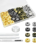 All In One Snaps Button Kit For Leather And Fabric, Metal Snap Fasteners With Four Install Tools, 50 Sets Of 12mm Mixed Studs