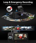 4K Three Channel Dash Cam With Front, Cabin And Rear Cameras, HDR WDR Night Vision, G Sensor, GPS, Loop Recording View, Road Ready.