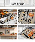 Thanksgiving Dish Drying Mat For Kitchen Counter With Maple Leaves Owl Design absorbent microfiber cushioned pad