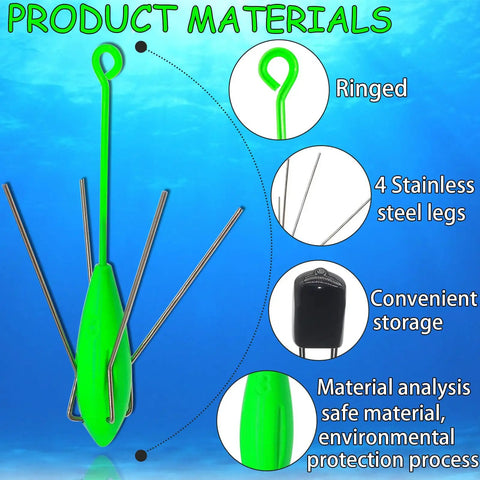 Three Piece Lead Sinker Set For Surf Fishing And Saltwater Casting, 2 Oz To 5 Oz Long Tail Spider Sinkers close-up view