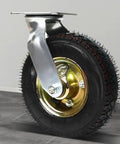 Four Pack Heavy Duty Furniture Casters Built Damn Tough With Pneumatic Rubber Tires Rolling Silky Smooth With Silent Swivel Bearings And Dead Simple Screw Mounts For Any Heavy Load Job, featuring a sturdy metallic swivel base and rubber tire.