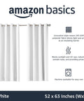 Room Darkening Blackout Curtain Panels With Grommets Set Of 2 White 52 By 63 Inches for privacy and light reduction hanging on rod.