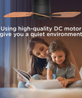 Mother and daughter reading under 30 Inch Ceiling Fan With Lights And Remote Control, Quiet DC Motor, Three Color Temperature LED Light
