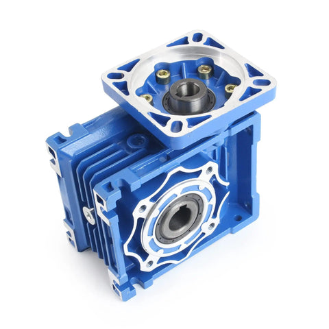 40 To 1 NMRV040 Worm Gearbox Reducer For Nema 34 Stepper And Servo Motors RV40 Beefy Metal Gearhead with blue aluminum casing