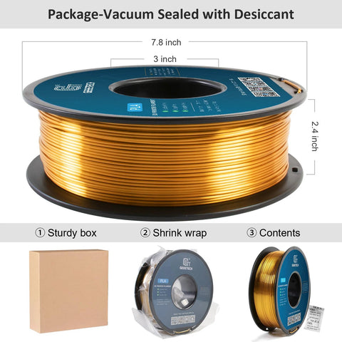 Geeetech Silk PLA filament spool, 1.75 mm, metallic gold, 1 kg