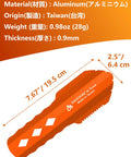 Backpacking Trowel Aluminum Shovel With Longer Handle For Ultralight Hiking And Camping, showing dimensions and material