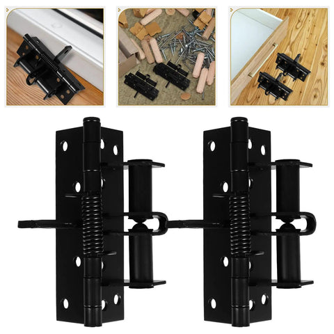 Two Pack Self Closing Door Hinges With Adjustable Tension And 90 Degree Rotation For Offices And Shops Invisible Door Closer Springs For Smooth Auto Closing, black metal
