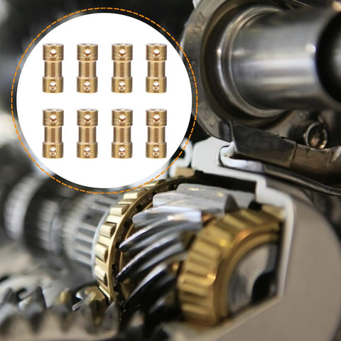 8PC Solid Brass Shaft Coupling Connectors For RC Model Motor Accessories image showing durable brass couplers and gear assembly.