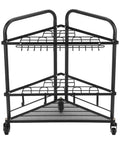 Rolling Garden Tool Organizer With Wheels, Heavy Duty Iron Corner Tool Storage Rack For Shed, Black Finish