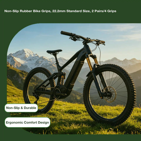 Mountain bike outdoors with two pairs bike handlebar grips for road mountain and folding bikes, black rubber, 12 cm length, 2.2 cm inner diameter.