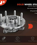 Front Wheel Bearing And Hub Assembly With ABS For Ford F 150 F150 2005 2006 2007 2008 And Lincoln Mark LT 2006 2007 2008 6 Lug 4WD AWD Replacement Kit Direct Fit shown with anti-corrosion coating and solid wheel stud.