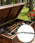 Lid Support Hinges 200N Soft Close With Hydraulic Damping Gas Strut 2 Pack for garden tool box, shown open with red roses nearby