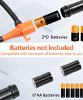 BOLCOWE cordless fuel transfer pump (orange/black) with battery compartment; uses AA or D cells; batteries not included.