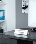 Clear Acrylic Desk Name Plates Pack Of 12, 3x8.5 Inch Tent Style Name Plate Holders for Office Desk